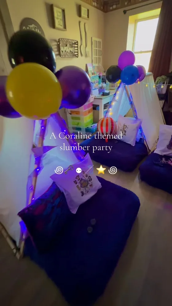 Coraline sleepover setup: Other Mother is waiting for you at the slumber party.