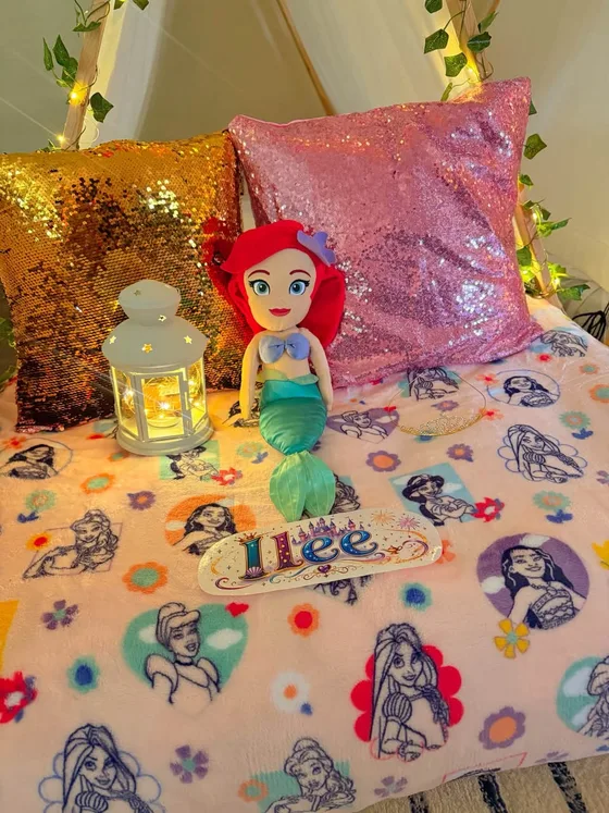 Disney Princess sleepover setup: The details are the whole point.