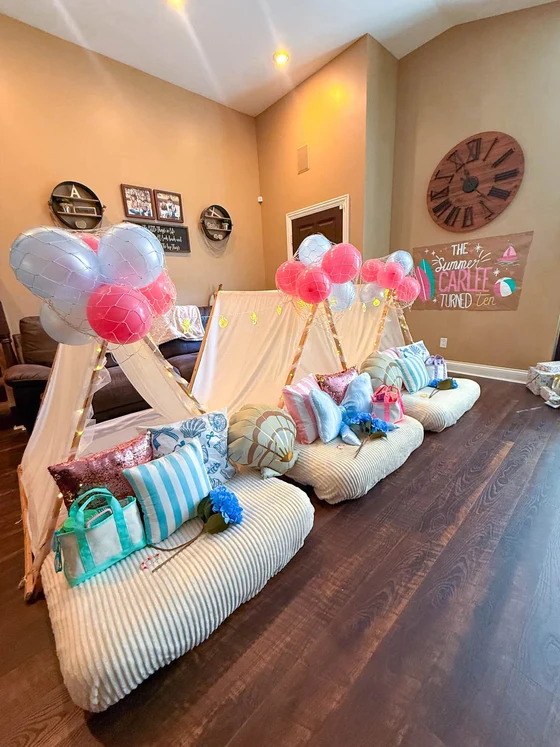 The Summer I Turned Pretty sleepover setup: A hand lettered sign for the birthday girl.